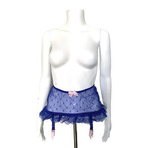 Agent Provocateur Eleanor Blue Pink Star Garter Belt Suspender Skirt Sz. 2